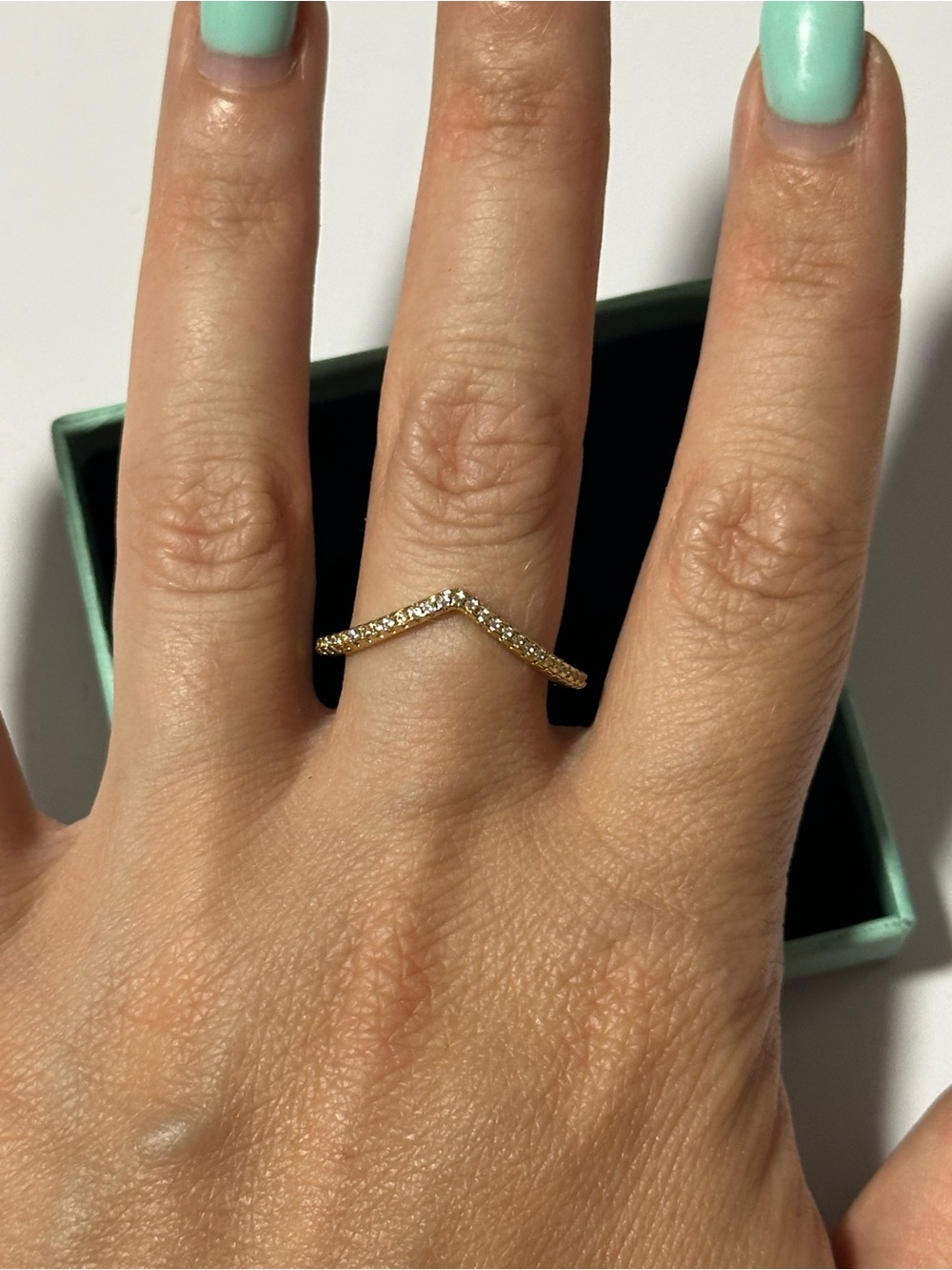 Gold‑Tone Chevron Stackable Rings — Set of 2 - Picture 2 of 3